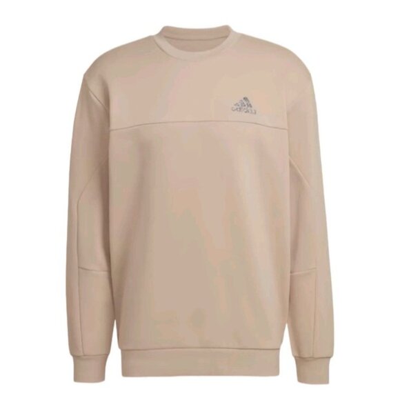 adidas Stadium Fleece Badge of Sport Crew Sweatshirt Beige Loose Fit Mens Sz XL - Picture 10 of 16